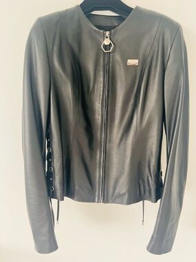Philipp Plein Leather Jacket Size M EUC